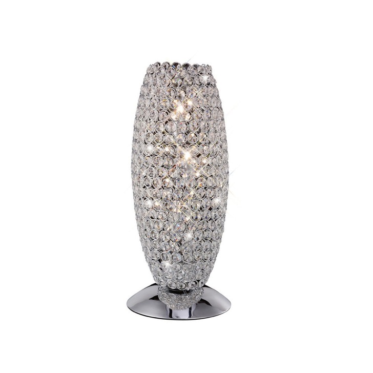 Diyas Kos IL30411 Polished Chrome 3 Light Crystal Table Lamp