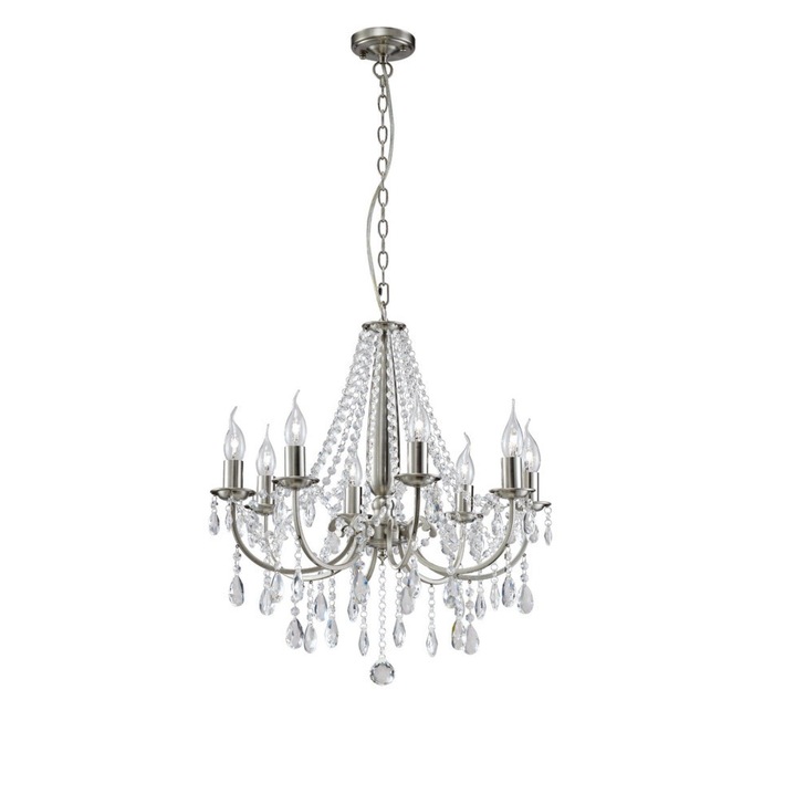 Diyas Kyra IL30978 Satin Nickel 8 Light Crystal Chandelier