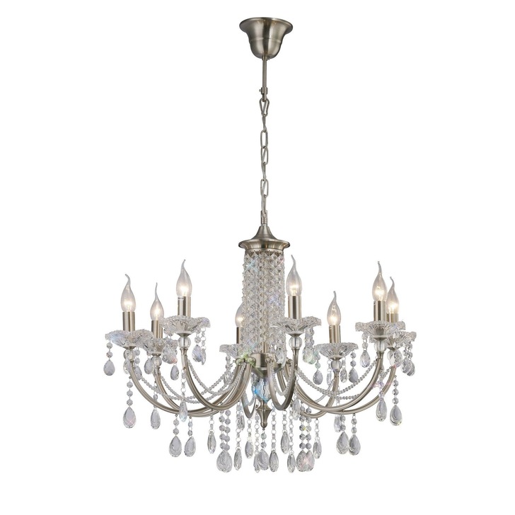 Diyas Leana IL32088 Satin Nickel 8 Light Crystal Chandelier