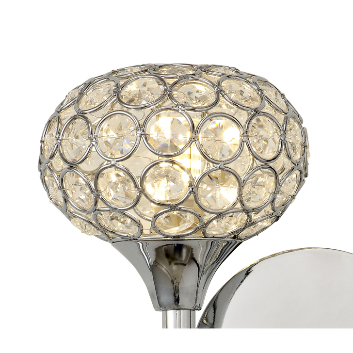 Diyas Leimo IL30951/L Polished Chrome 1 Light Left Crystal Wall Light