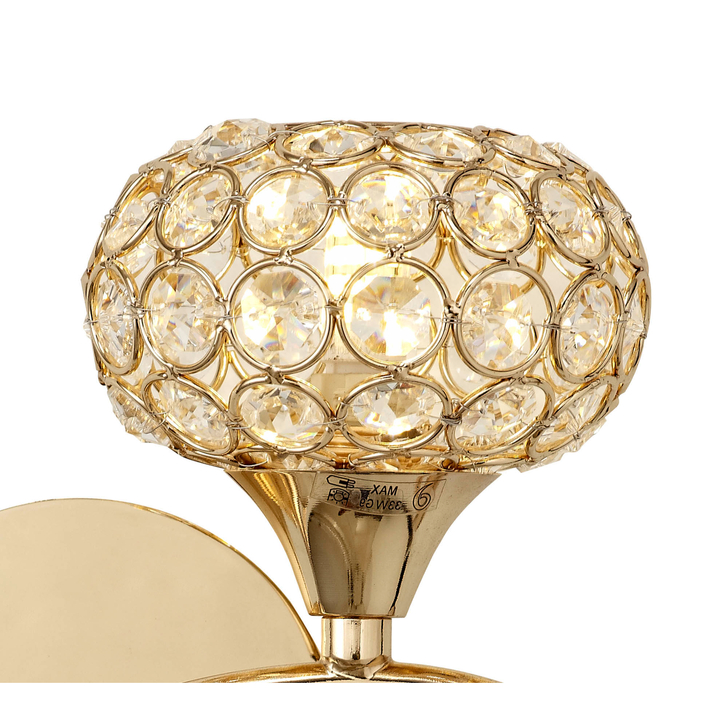 Diyas Leimo IL30961/R French Gold 1 Light Right Crystal Wall Light