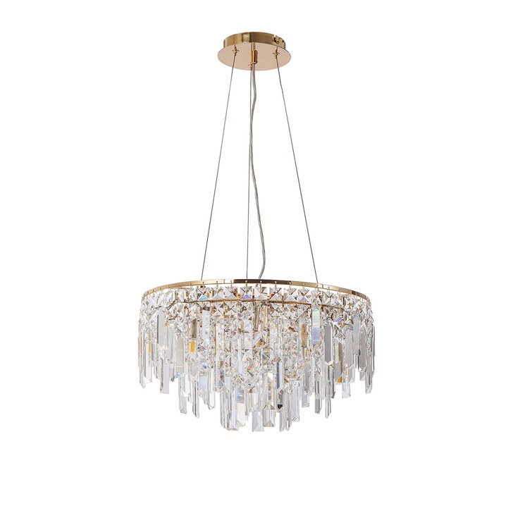 Diyas Maddison French Gold 6 Light Round Crystal Pendant - IL31814