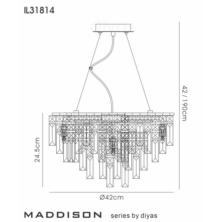 Diyas Maddison French Gold 6 Light Round Crystal Pendant - IL31814