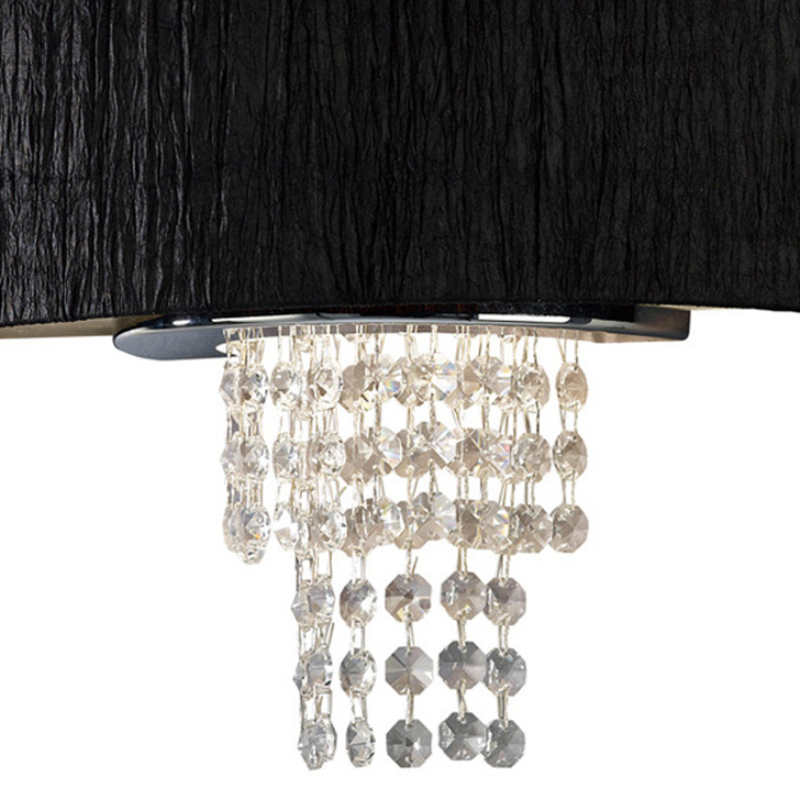 Diyas Nerissa IL30271/BL Polished Chrome 2 Light Crystal Wall Light Complete With Black Shade