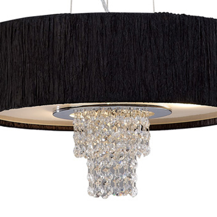 Diyas Nerissa IL30272/BL Polished Chrome 4 Light Crystal Pendant Complete With Black Shade