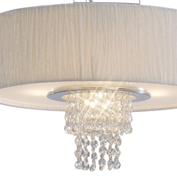 Diyas Nerissa IL30272/WH Polished Chrome 4 Light Crystal Pendant Complete With White Shade