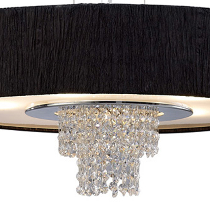 Diyas Nerissa IL30273/BL Polished Chrome 6 Light Crystal Pendant Complete With Black Shade