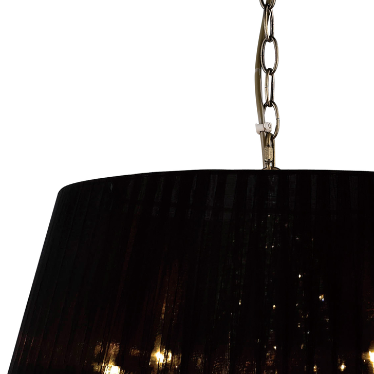 Diyas Olivia IL30047/BL Antique Brass 5 Light Crystal Pendant Complete With Black Shade