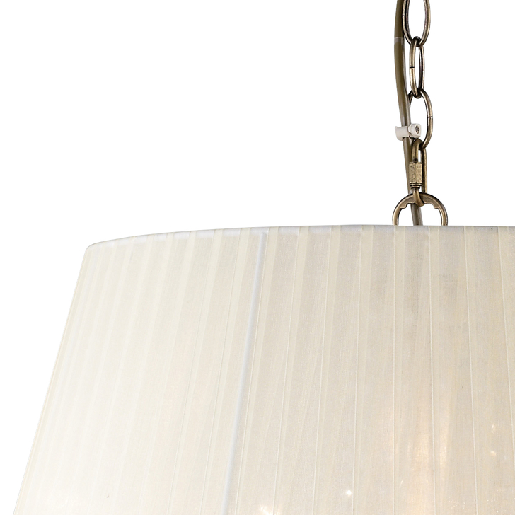 Diyas Olivia IL30048 Antique Brass 5 Light Crystal Pendant Complete With Ivory Cream Shade