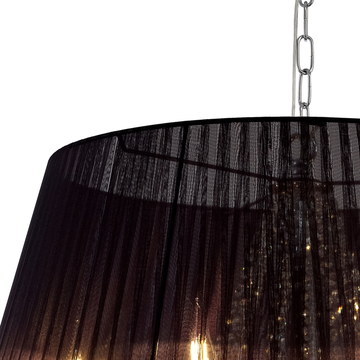 Diyas Olivia IL30056/BL Polished Chrome 8 Light Crystal Pendant Complete With Black Shade