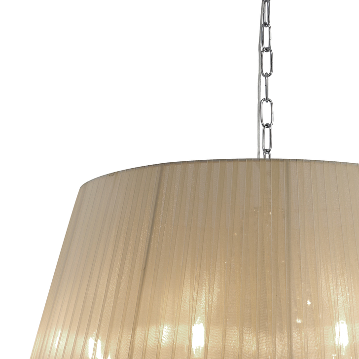 Diyas Olivia IL30056/SB Polished Chrome 8 Light Crystal Pendant Complete With Soft Bronze Shade