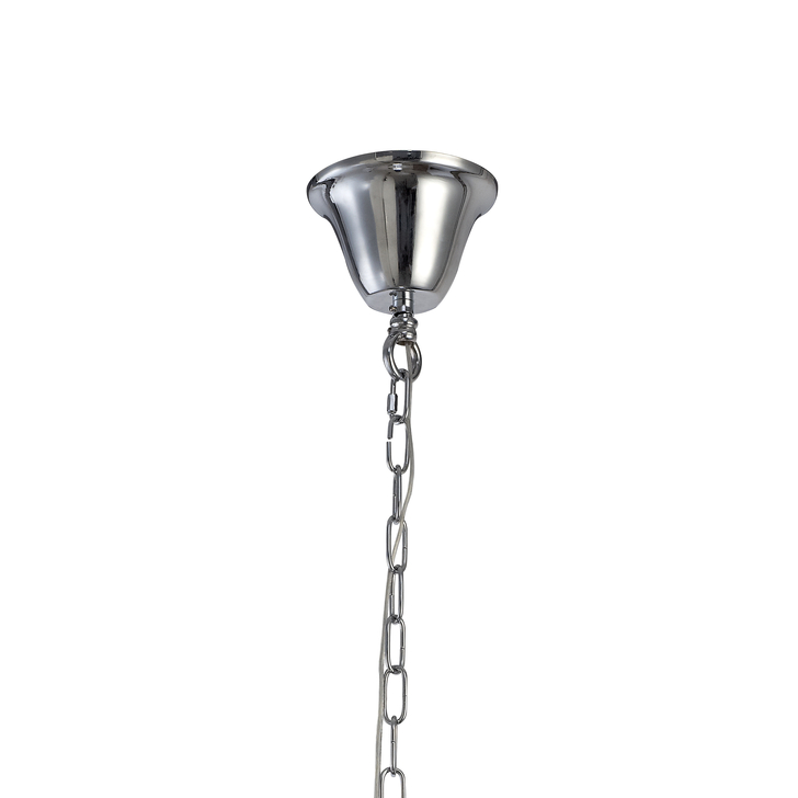 Diyas Olivia IL30056/WH Polished Chrome 8 Light Crystal Pendant Complete With White Shade