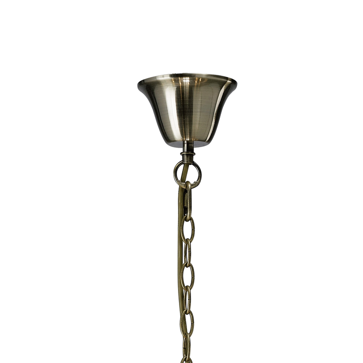 Diyas Olivia IL30057/BL Antique Brass 8 Light Crystal Pendant Complete With Black Shade