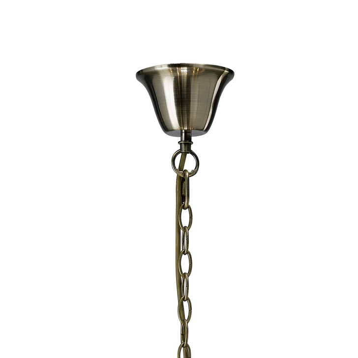 Diyas Olivia IL30057/SB Antique Brass 8 Light Crystal Pendant Complete With Soft Bronze Shade