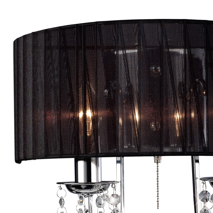 Diyas Olivia IL30061/BL Polished Chrome 2 Light Crystal Wall Light Complete With Black Shade