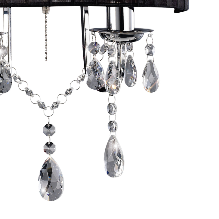 Diyas Olivia IL30061/BL Polished Chrome 2 Light Crystal Wall Light Complete With Black Shade