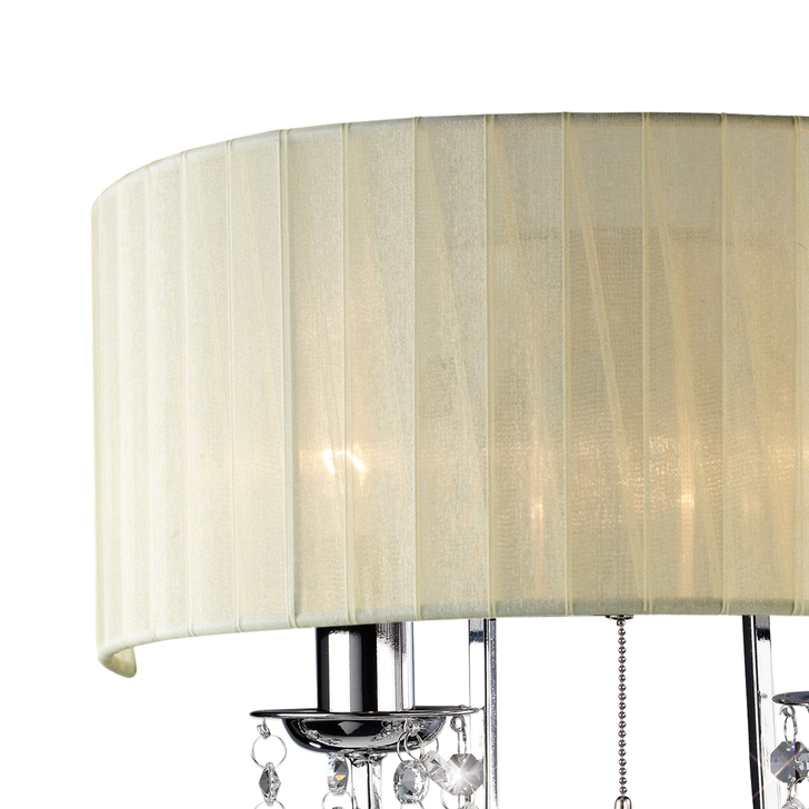 Diyas Olivia IL30061/CR Polished Chrome 2 Light Crystal Wall Light Complete With Ivory Cream Shade