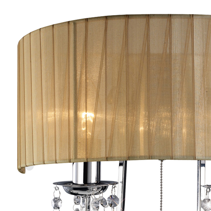 Diyas Olivia IL30061/SB Polished Chrome 2 Light Crystal Wall Light Complete With Soft Bronze Shade