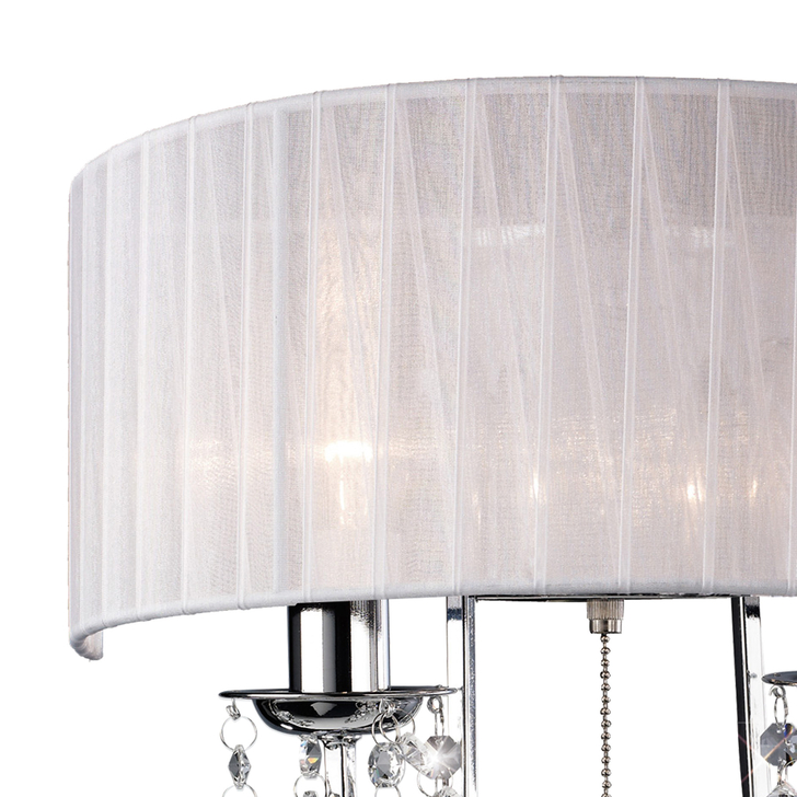 Diyas Olivia IL30061/WH Polished Chrome 2 Light Crystal Wall Light Complete With White Shade