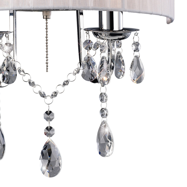 Diyas Olivia IL30061/WH Polished Chrome 2 Light Crystal Wall Light Complete With White Shade