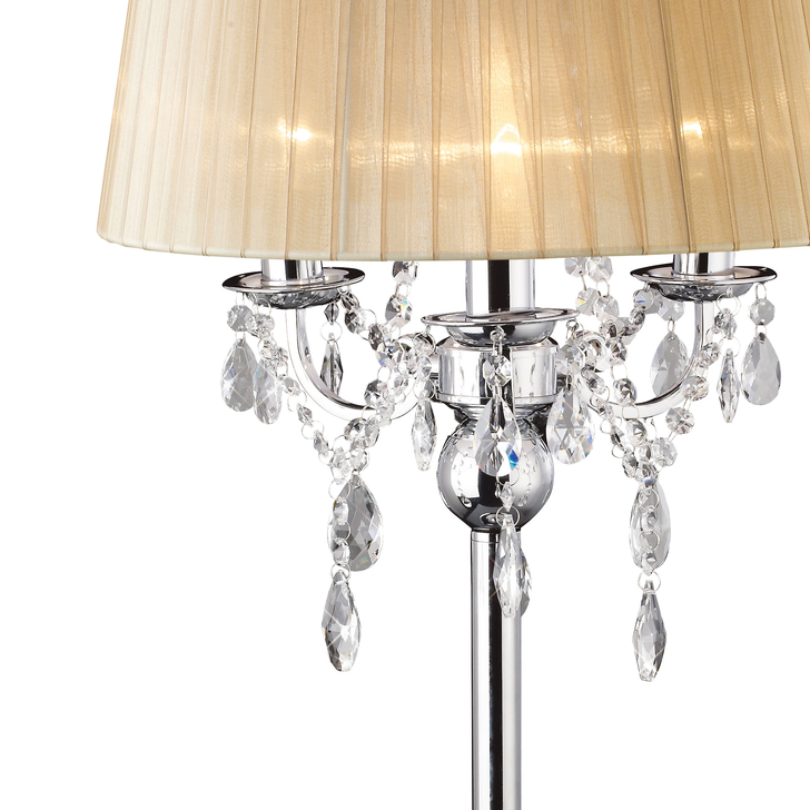 Diyas Olivia IL30062/SB Polished Chrome 3 Light Crystal Table Lamp Complete With Soft Bronze Shade