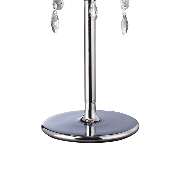 Diyas Olivia IL30062/WH Polished Chrome 3 Light Crystal Table Lamp Complete With White Shade