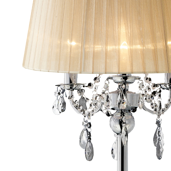 Diyas Olivia IL30063/SB Polished Chrome 3 Light Crystal Floor Lamp Complete With Soft Bronze Shade