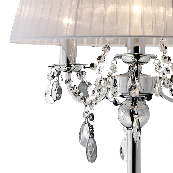 Diyas Olivia IL30063/WH Polished Chrome 3 Light Crystal Floor Lamp Complete With White Shade