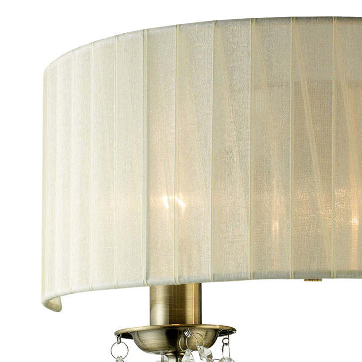 Diyas Olivia IL30064/CR Antique Brass 2 Light Crystal Wall Light Complete With Ivory Cream Shade