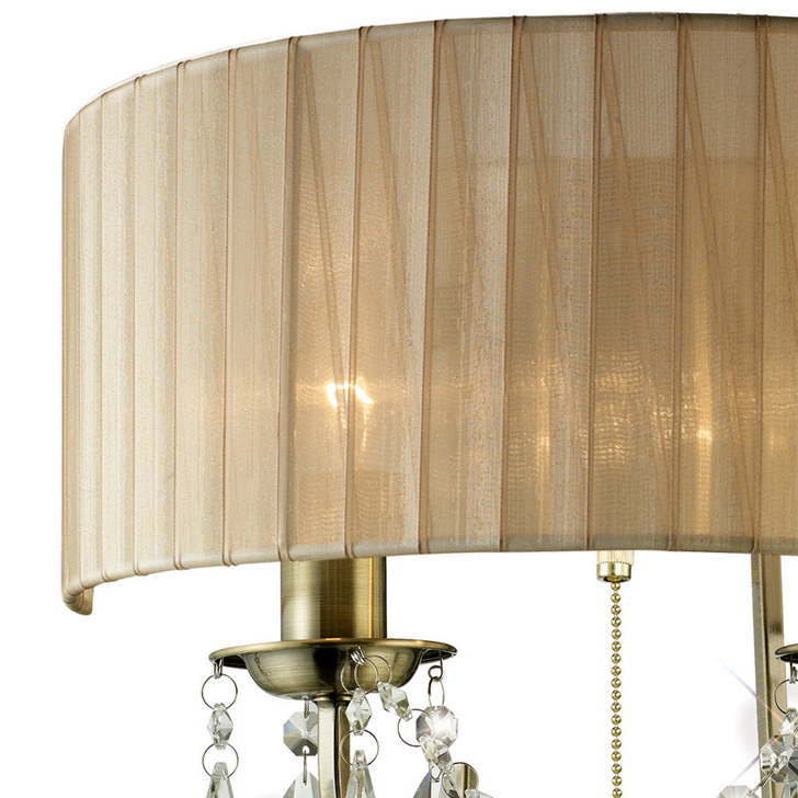 Diyas Olivia IL30064/SB Antique Brass 2 Light Crystal Wall Light Complete With Soft Bronze Shade