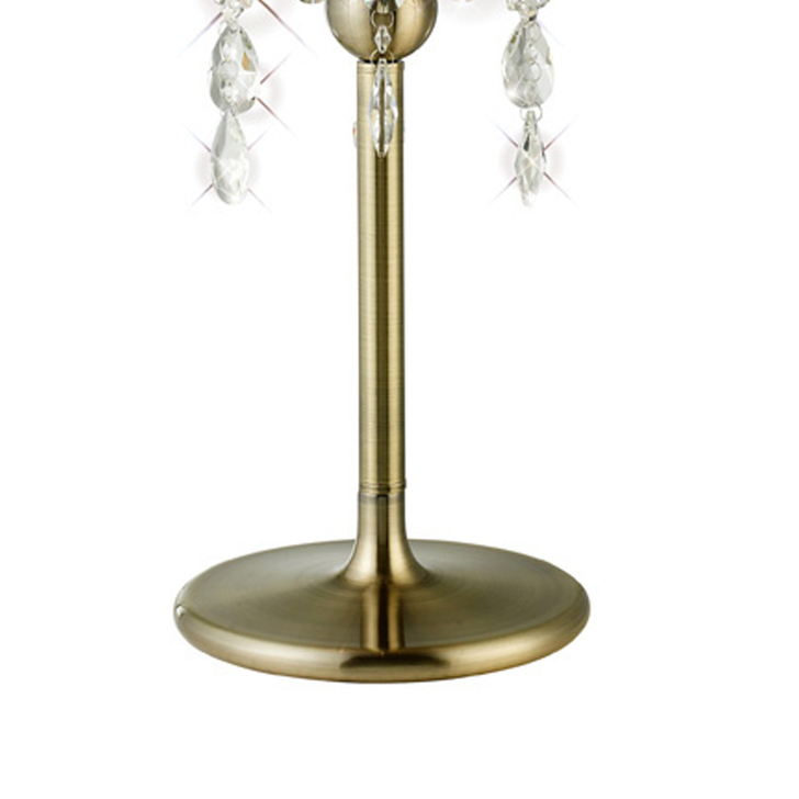 Diyas Olivia IL30065/WH Antique Brass 3 Light Crystal Table Lamp Complete With White Shade