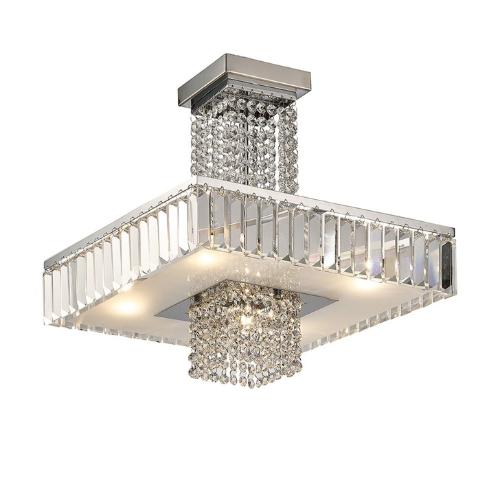 Diyas Ophelia IL31550 Polished Chrome 6 Light Semi Flush Crystal Ceiling Light