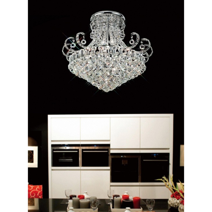 Diyas Pearl IL30027 Polished Chrome 12 Light Semi Flush Crystal Ceiling Light