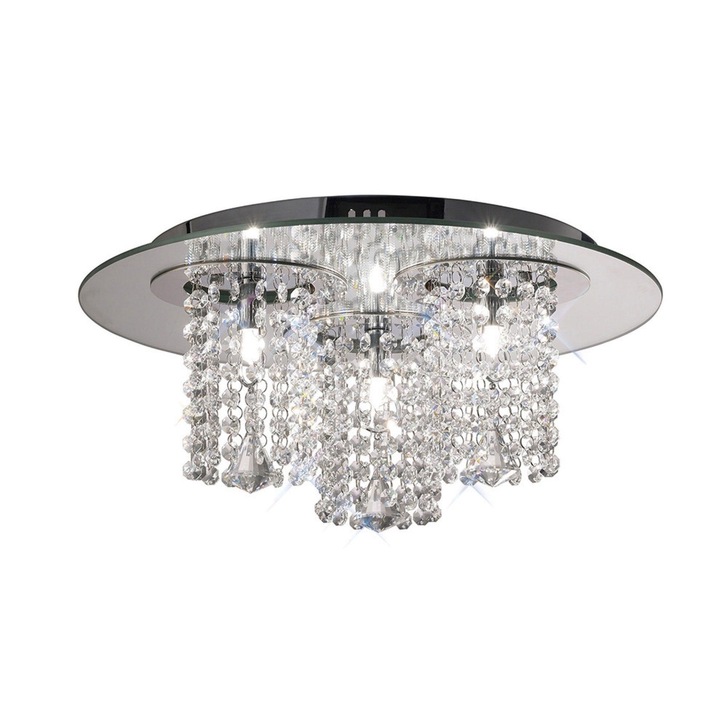 Diyas Pegasus IL31465 Polished Chrome/Mirror 3 Light Flush Crystal Ceiling Light