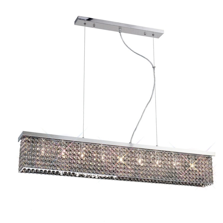 Diyas Piazza IL30434 Polished Chrome 9 Light Linear Crystal Pendant