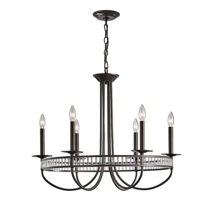 Diyas Saskia IL31706 Aged Bronze 6 Light Crystal Chandelier