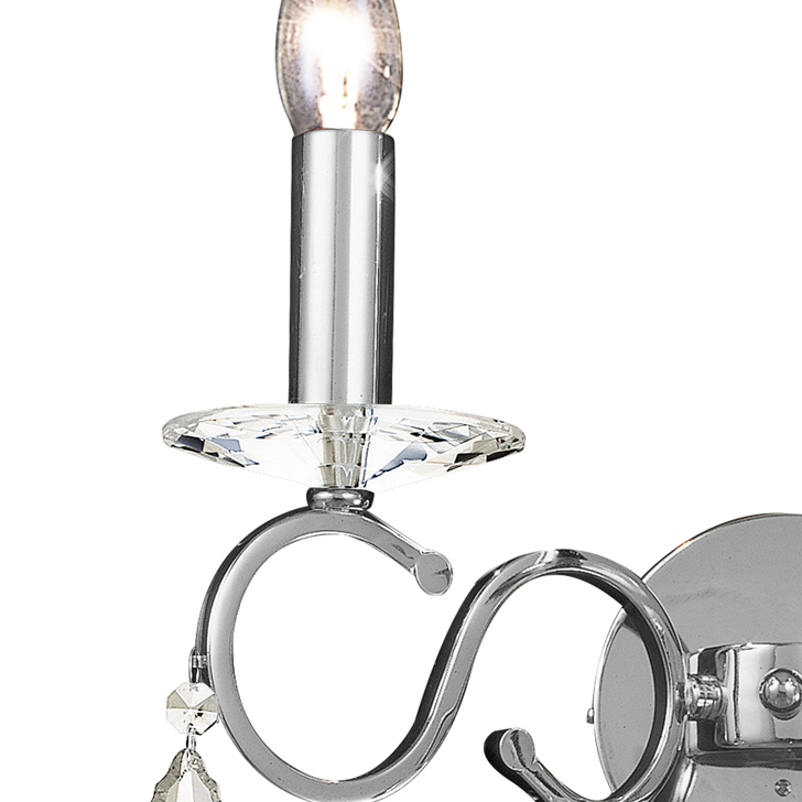 Diyas Torino IL30312 Polished Chrome 2 Light Crystal Wall Light