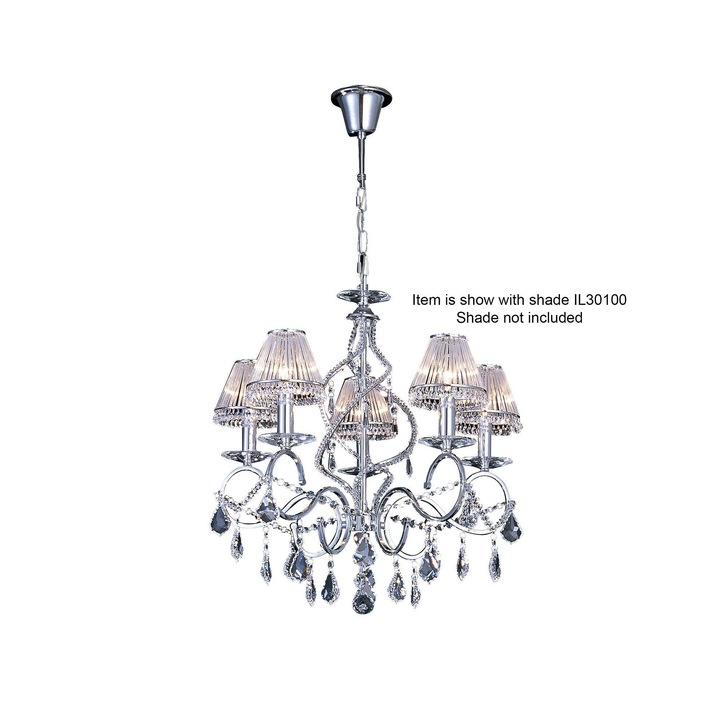 Diyas Torino IL30315 Polished Chrome 5 Light Crystal Chandelier