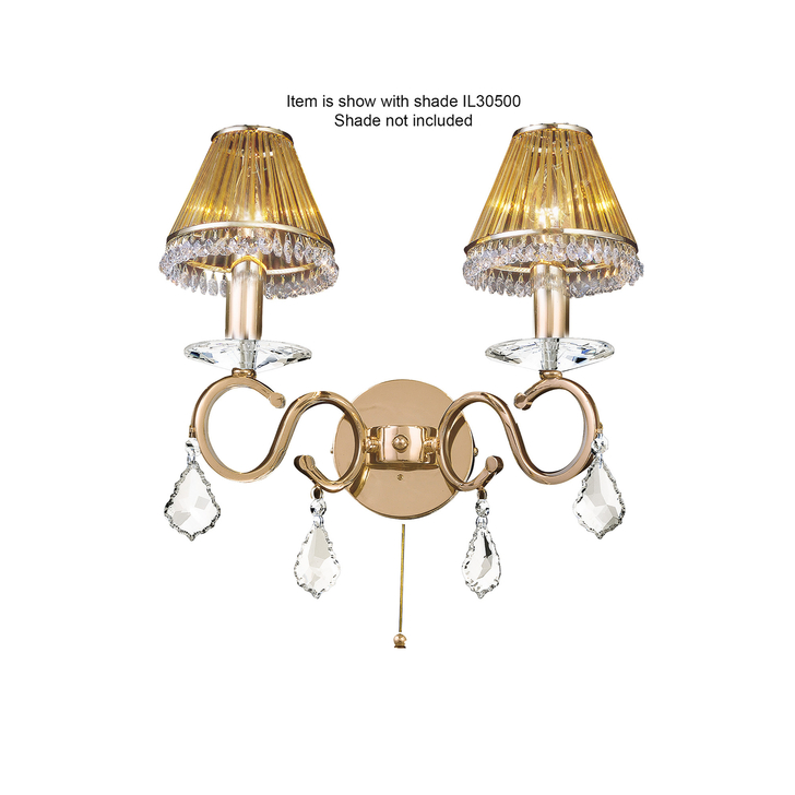 Diyas Torino IL30322 French Gold 2 Light Crystal Wall Light