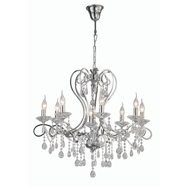 Diyas Vela IL31368 Polished Chrome 8 Light Crystal Chandelier