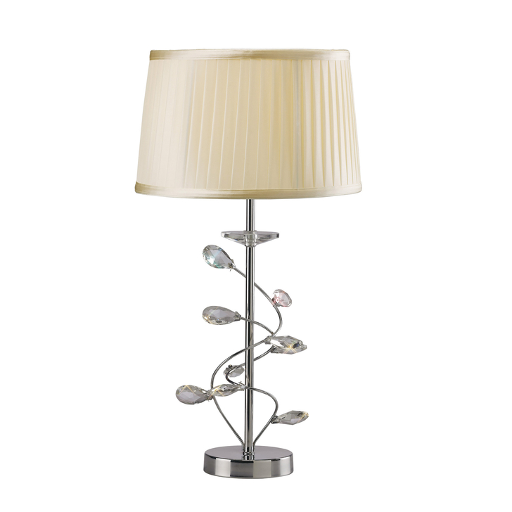 Diyas Willow IL31210/CR Polished Chrome/Crystal Table Lamp Complete With Cream Shade