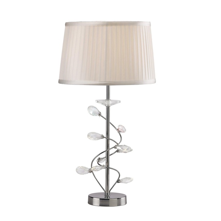 Diyas Willow IL31210 Polished Chrome/Crystal Table Lamp Complete With White Shade