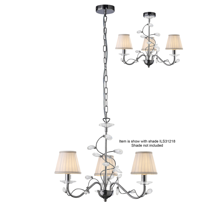 Diyas Willow IL31213 Polished Chrome 3 Light Crystal Chandelier