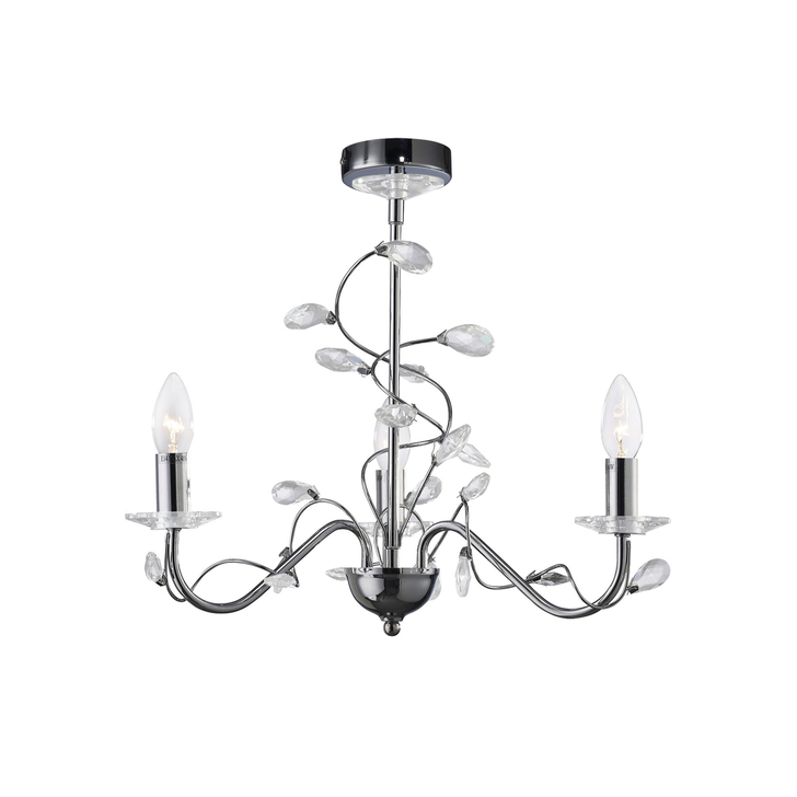 Diyas Willow IL31213 Polished Chrome 3 Light Crystal Chandelier