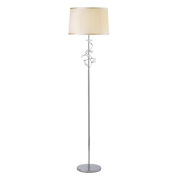 Diyas Willow IL31214/CR Polished Chrome Crystal Floor Lamp Complete With Cream Shade