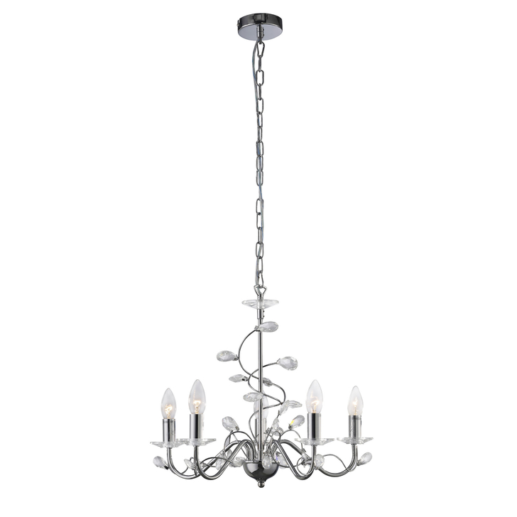 Diyas Willow IL31215 Polished Chrome 5 Light Crystal Chandelier