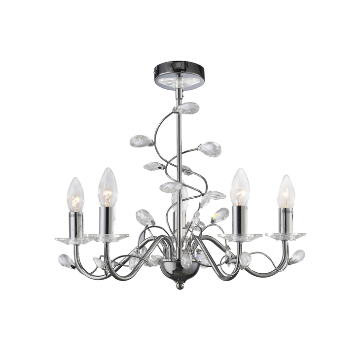 Diyas Willow IL31215 Polished Chrome 5 Light Crystal Chandelier