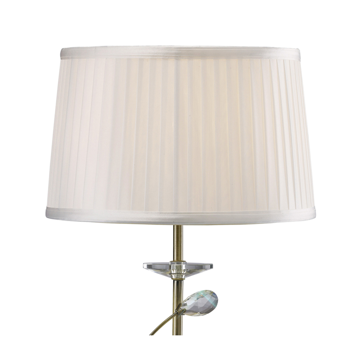 Diyas Willow IL31220/WH Antique Brass Crystal Table Lamp Complete With White Shade