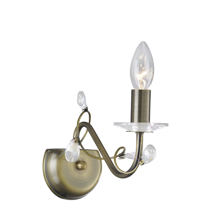 Diyas Willow IL31221 Antique Brass 1 Light Crystal Wall Light