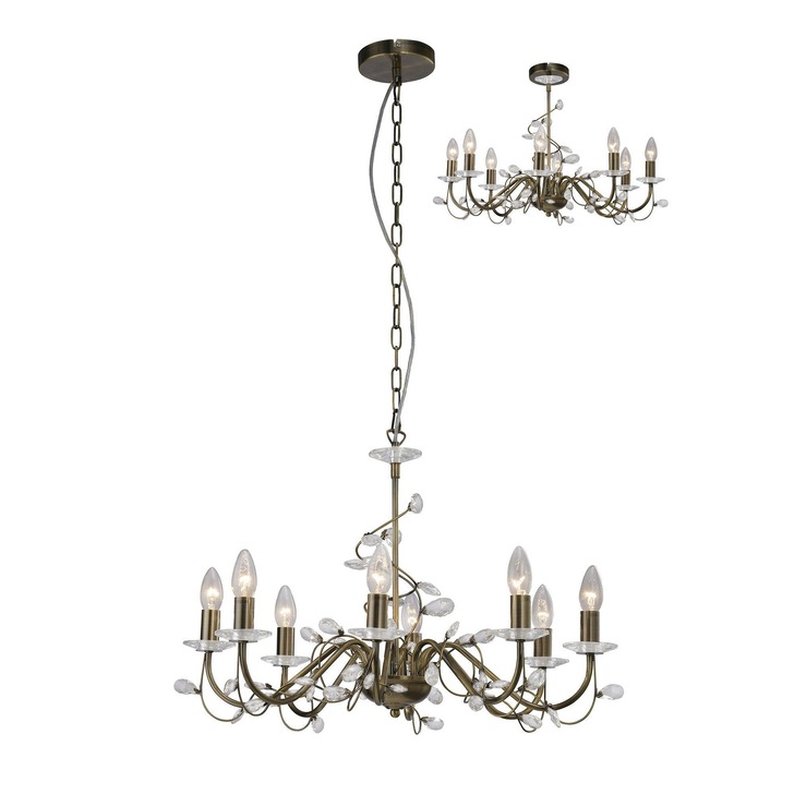 Diyas Willow IL31228 Antique Brass 8 Light Crystal Chandelier